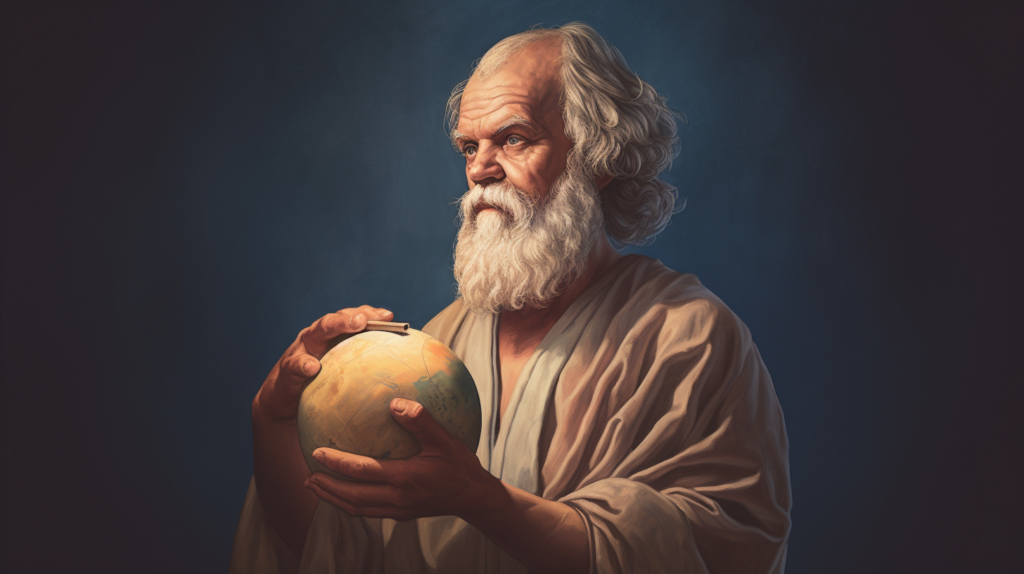 Socrates Holding a Warming Globe